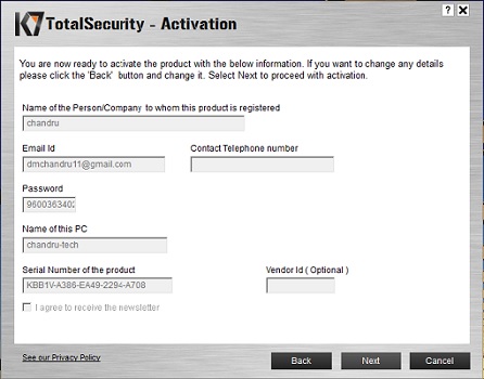 K7 Total Security Serial Number